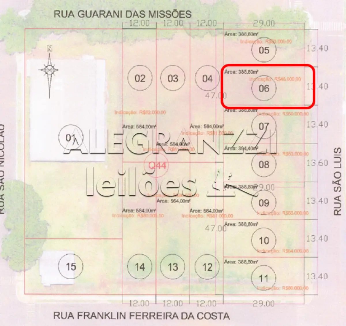 LOTE 06, COM ÁREA DE 388,60 M², MATRÍCULA Nº 8.806, EM SÃO MIGUEL DAS MISSÕ...