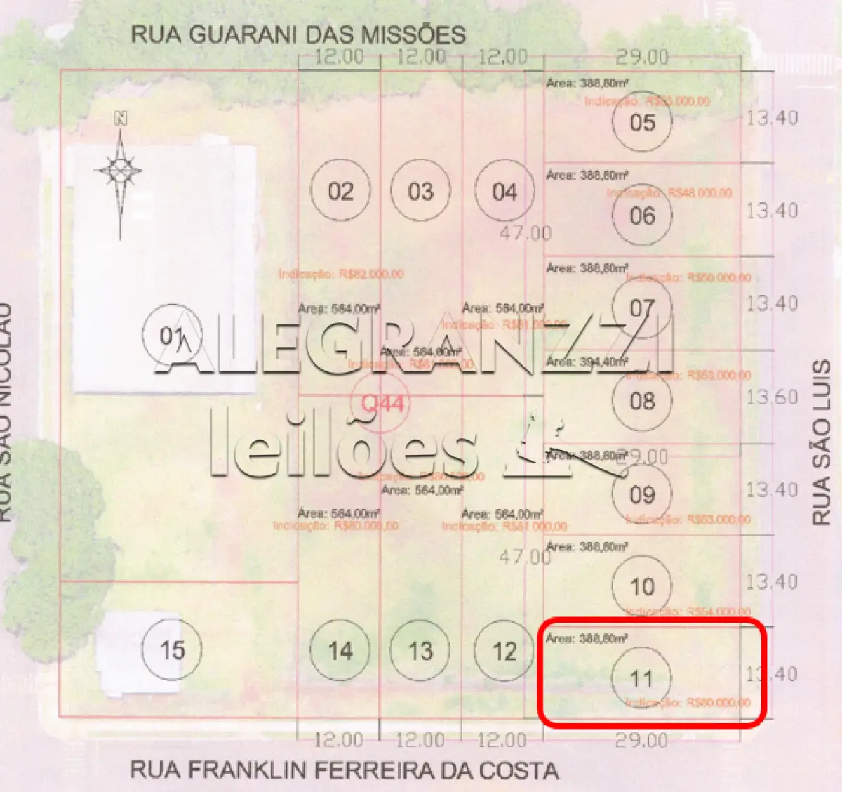 LOTE 11, COM ÁREA DE 388,60 M², MATRÍCULA Nº 8.811, EM SÃO MIGUEL DAS MISSÕ...