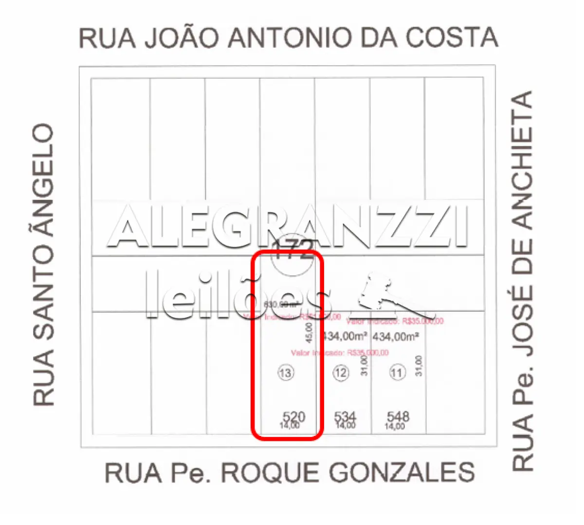 LOTE 13, COM ÁREA DE 630,00 M², MATRÍCULA Nº 2.078, EM SÃO MIGUEL DAS MISS...