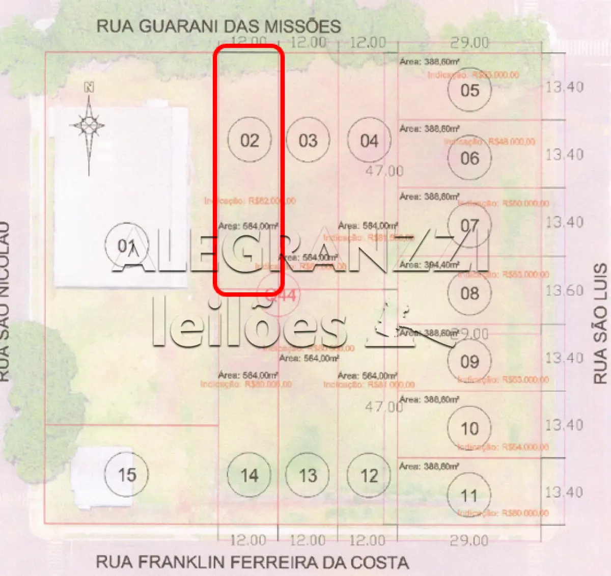 LOTE 02, COM ÁREA DE 564,00 M², MATRÍCULA Nº 8.802, EM SÃO MIGUEL DAS MISSÕ...