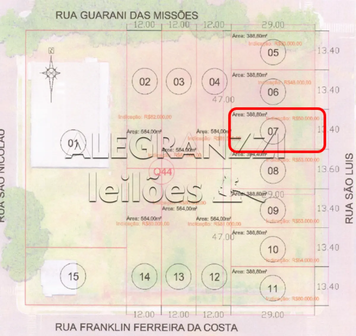 LOTE 07, COM ÁREA DE 388,60 M², MATRÍCULA Nº 8.807, EM SÃO MIGUEL DAS MISSÕ...