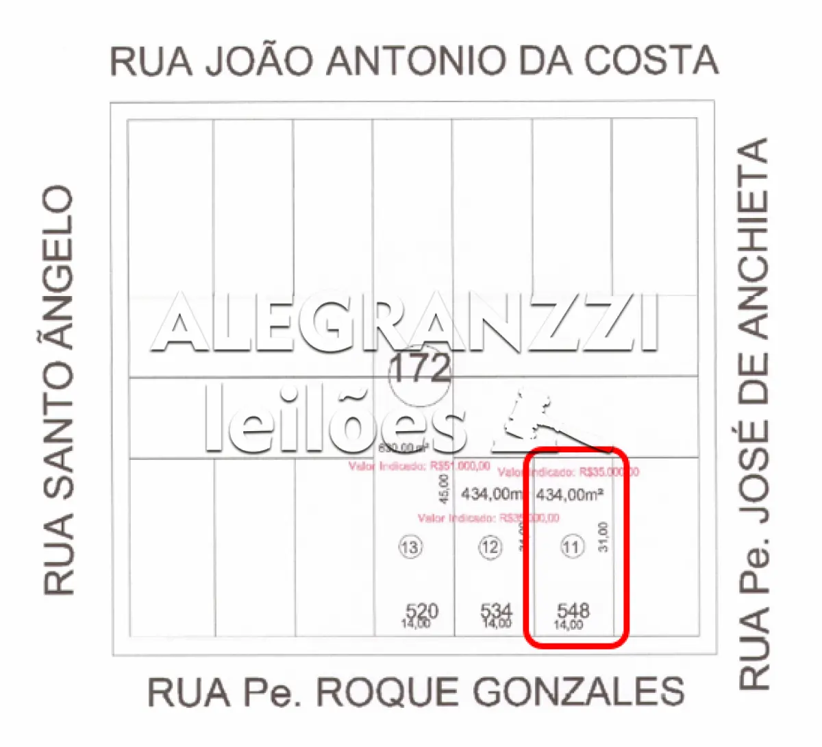 LOTE 11, COM ÁREA DE 434,00 M², MATRÍCULA Nº 5.517, EM SÃO MIGUEL DAS MISS...