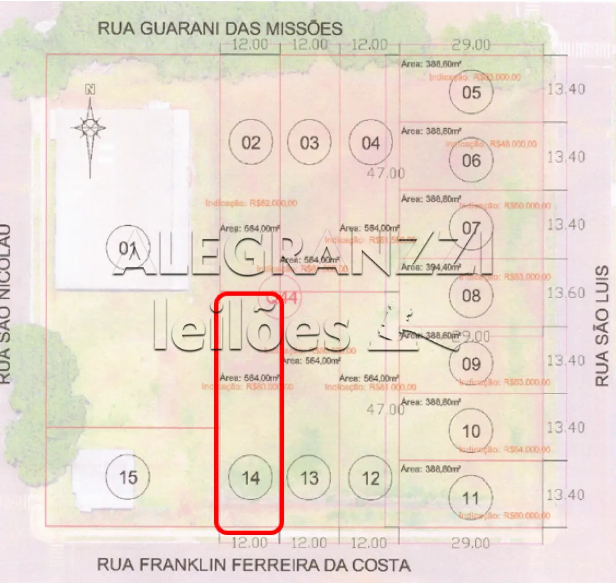 LOTE 14, COM ÁREA DE 564,00 M², MATRÍCULA Nº 8.814, EM SÃO MIGUEL DAS MISSÕ...