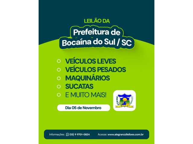 LEILÃO DA PREFEITURA DE BOCAÍNA DO SUL - SC