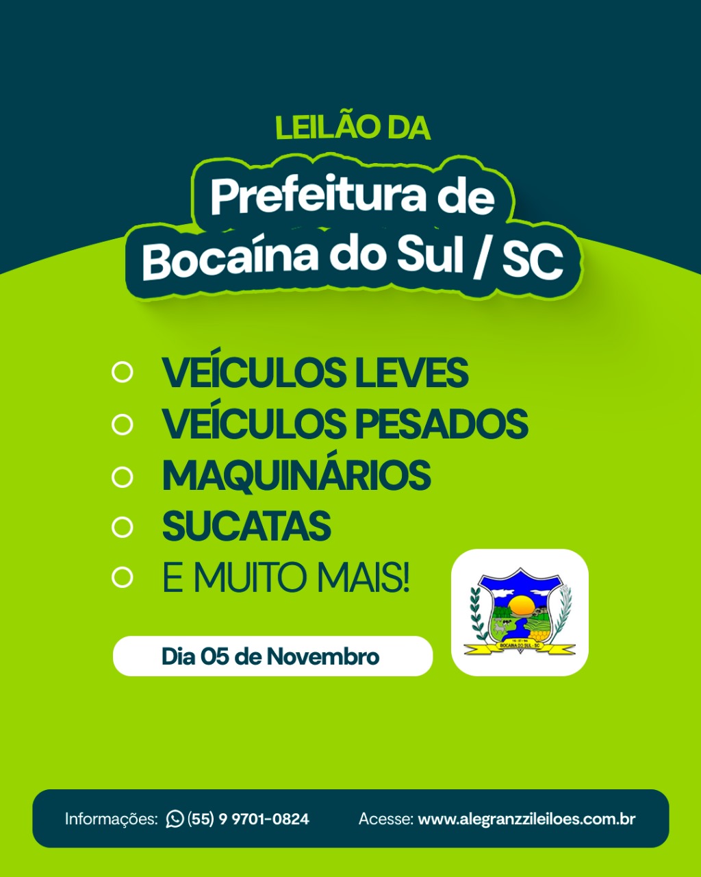 LEILÃO DA PREFEITURA DE BOCAÍNA DO SUL - SC
