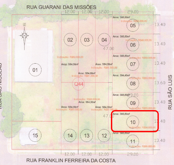 Imagem do imóvel Lote 10, Com Área De 388,60 M², Matrícula Nº 8.810, Em São Miguel Das Missões/rs