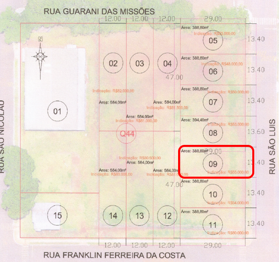 Imagem do imóvel Lote 09, Com Área De 388,60 M², Matrícula Nº 8.809, Em São Miguel Das Missões/rs