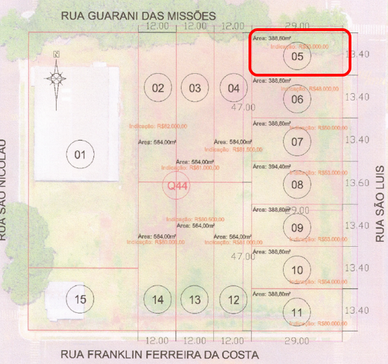 Imagem do imóvel Lote 05, Com Área De 388,60 M², Matrícula Nº 8.805, Em São Miguel Das Missões/rs