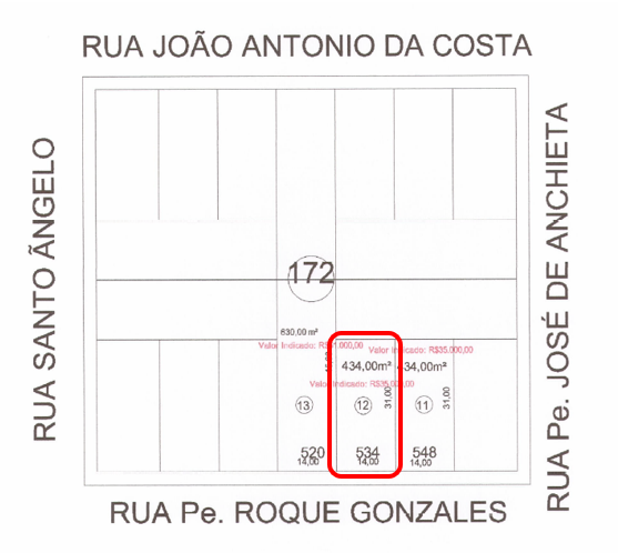 Imagem do imóvel Lote 12, Com Área De 434,00 M²,  Matrícula Nº 5.511, Em São Miguel Das Missões/rs
